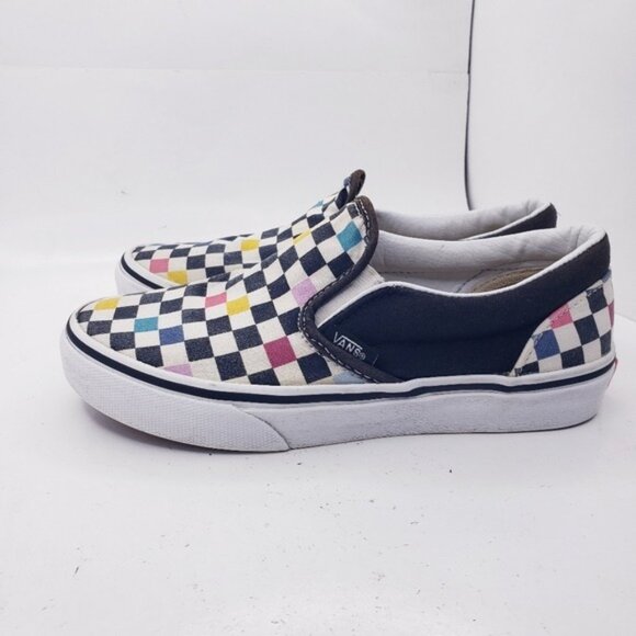 Vans Checkerboard Multicolor Slip On Sneakers Kids Unisex Youth Size 3 - Picture 4 of 13